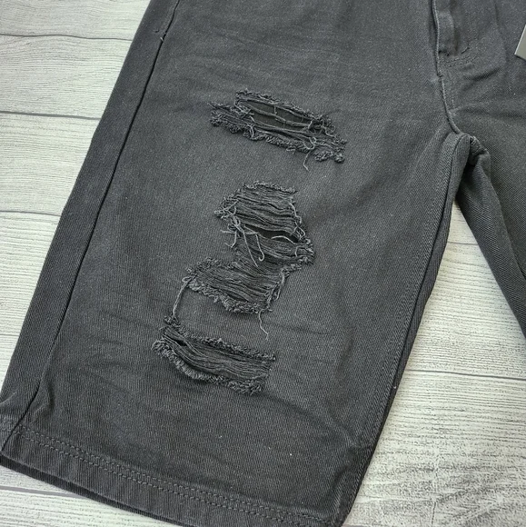 Plus Size Black Distressed Denim Shorts - Picture 5 of 16